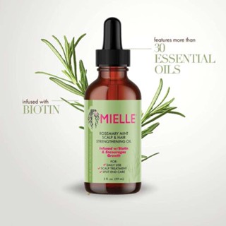 59ml Mielle Organic Rosemary Mint Hair Oil น้ำมันหอมระเหยสำหรับผม Multifunctional Essence - Fix Fork คืนความเงางามซ่อมแซมความเสียหาย