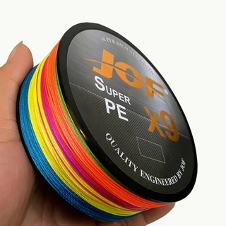 สาย PE JOF X9 High Strength by JOF สายพีอีพรีเมี่ยม x9 ถัก9 From Japan 100ม. (สีรุ้ง/สีดำ)