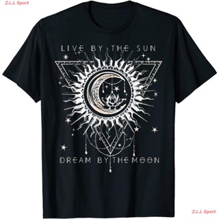 เสื้อยืดผ้าฝ้ายพิมพ์ลายZ.L.L Sport เสื้อผู้ชาย เสื้อยืดหญิง Live By The Sun Dream By The Moon Boho Graphic T-Shirt เสื้อ