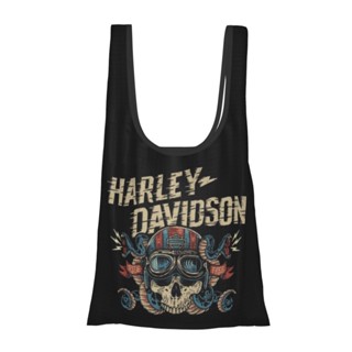 【มีสินค้า】กระเป๋าช้อปปิ้ง ทรงโท้ท พับได้ ใช้ซ้ําได้ ทนทาน ลาย Harley-Davidsons