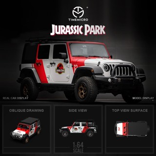 Timemicro โมเดลรถยนต์ ไดโนเสาร์ สีแดง สีเขียว 1:64 Wrangler Jurassic