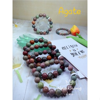 Agate สร้อยข้อมืออาเกต คริสตัลธรรมชาติ พร้อมใบรับรอง แฟชั่นสําหรับผู้หญิง