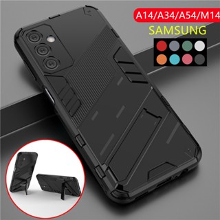 เคสโทรศัพท์มือถือ ยางนิ่ม กันกระแทก พร้อมที่ตั้งวาง สไตล์พังก์ สําหรับ Samsung Galaxy A14 LTE 4G A34 A54 5G M14 A14 34 54 Xiaomi13Pro 12Lite
