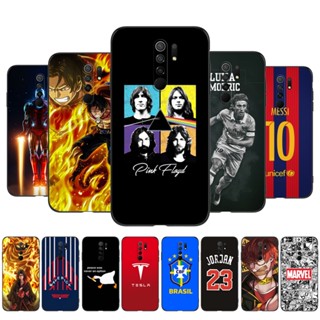 เคสโทรศัพท์มือถือ ซิลิโคนนิ่ม tpu ลายดอกไม้นักฟุตบอล สีดํา สําหรับ xiaomi redmi 9 redmi 9 6.53 นิ้ว