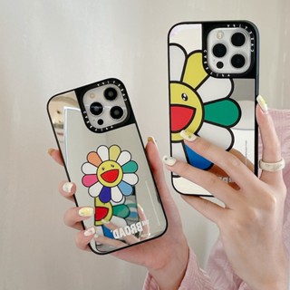 เคสป้องกันโทรศัพท์มือถือ แบบแข็ง เคลือบกระจก ลายดอกทานตะวัน Takashi Murakami สําหรับ iPhone 14 13 12 11 Pro Max Plus