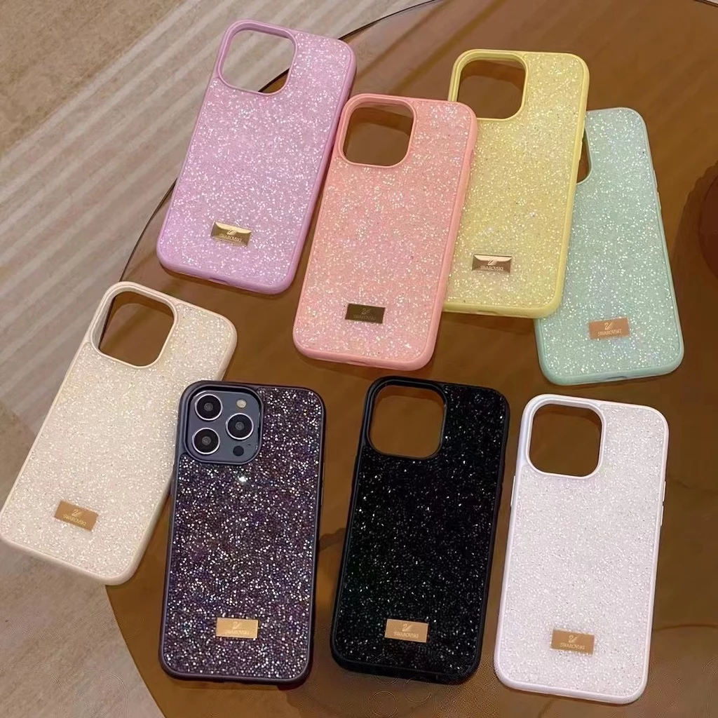 17promax Dazzle Glitter ยี่ห้อโลโก้โลหะสําหรับ iphone 17Air 16 15 14 13 12 11 Pro Max ครึ่งแพ็คซองหนัง 14pro 13pro 12pro Anti-fall กรณี 14 13 12 11 เคสโทรศัพท์