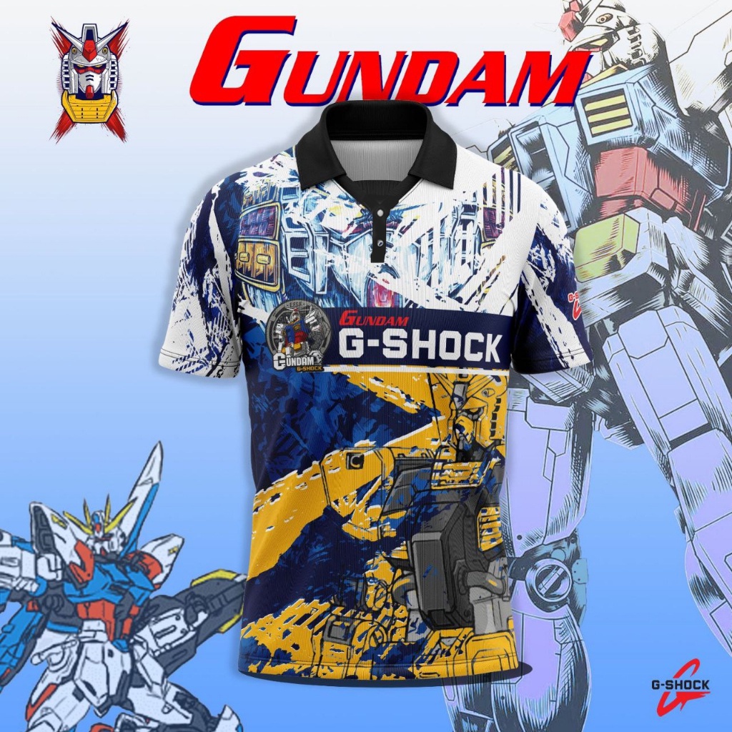 Gshock GUNDAM เสื้อโปโลแขนสั้น แห้งเร็ว สไตล์เรโทร สําหรับผู้ชาย 2024