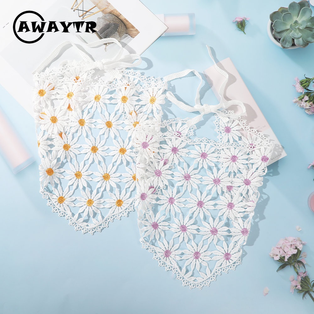 Awaytr ผ้าโพกหัว ผ้าพันคอ ลูกไม้ ไขว้ สําหรับผู้หญิง ใหม่ แฟชั่น ผ้าพันคอ ผ้าโพกหัว อารมณ์ เครื่องประดับผม