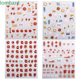 Lombard สติกเกอร์ตกแต่งเล็บ ลายแครอท ตรุษจีน สัตว์ แฟชั่น บรรเทาอาการปวด