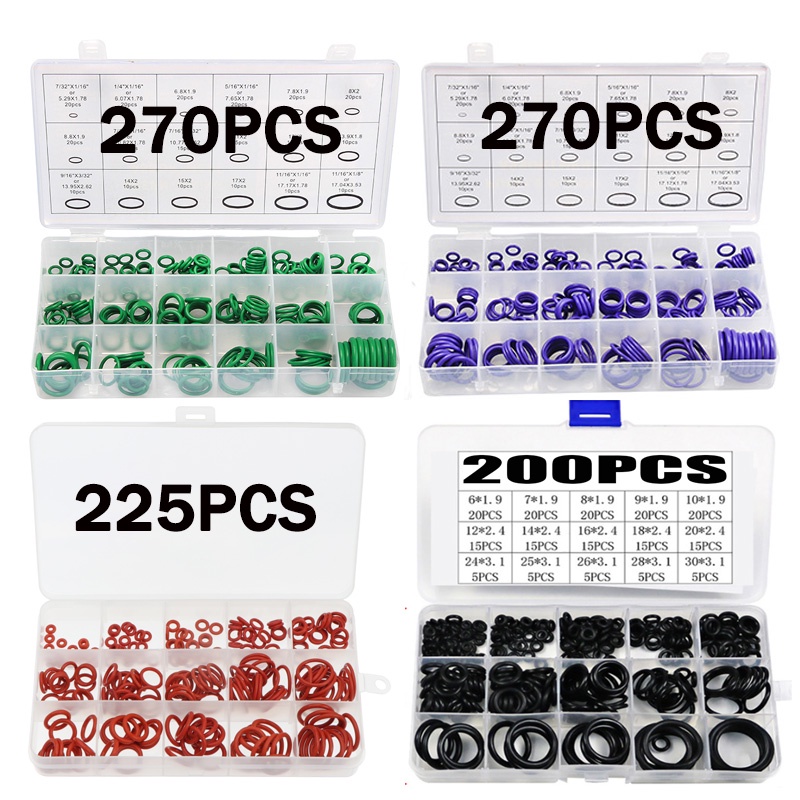ชุดยางปิดผนึก O-Ring Nitrile พร้อมวงแหวนยางหลากหลายแบบ 200 ชิ้นสำหรับนาฬิกา