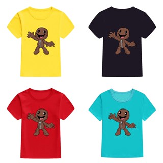 เสื้อยืดแขนสั้นลําลอง ทรงหลวม ลาย Mingyuan Sackboy สําหรับเด็กผู้ชาย และผู้หญิง