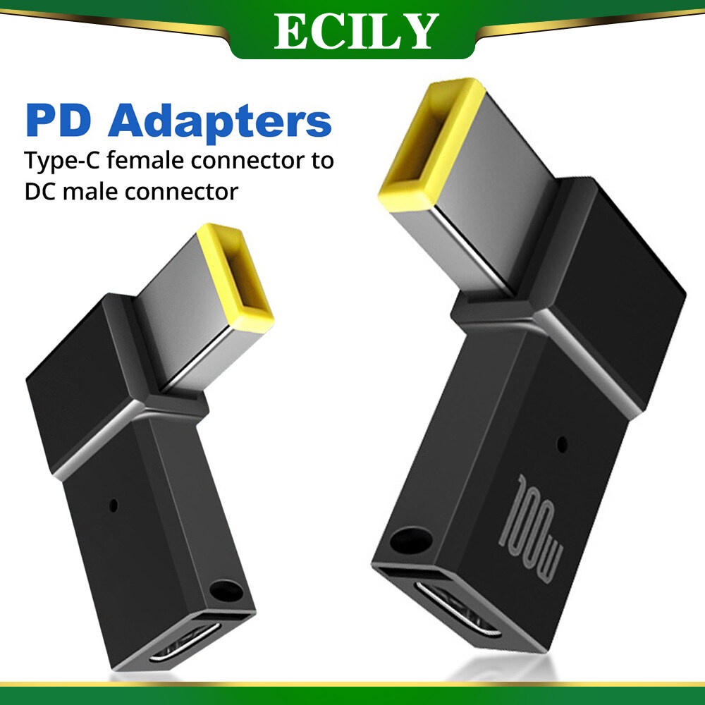Ecily อะแดปเตอร์แปลงสายชาร์จ USB Type C ตัวเมีย เป็น DC ตัวผู้ 100W สําหรับ Lenovo Thinkpad USB-C – โปรปัง