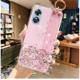 เคสโทรศัพท์มือถือนิ่ม แบบใส ลายดาวอวกาศ พร้อมสายรัดข้อมือ สําหรับ OPPO A58 A78 4G 2023 A58