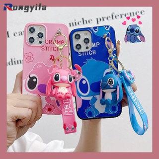 เคสโทรศัพท์มือถือ TPU นิ่ม ลายการ์ตูน Stitch พร้อมพวงกุญแจ สําหรับ OPPO A12 A7 A5S A12E A2S A37 Neo 9 R17 R15 R11 Plus R11S R9 R9S Plus