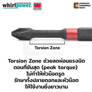 งานช่าง Whirlpower ดอกไขควงแฉก PH2 ยาว 50มม/70มม/90มม/150มม มี Torsion Zone รุ่น R062-21 &amp; R062-22 (Made in Taiwan)