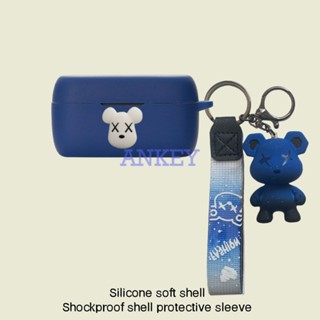 For Jabra Elite 2 3 4 Earphone Silicone Case Blue Bear Earbuds Soft Protective Headphone Cover Headset Skin with Pendant