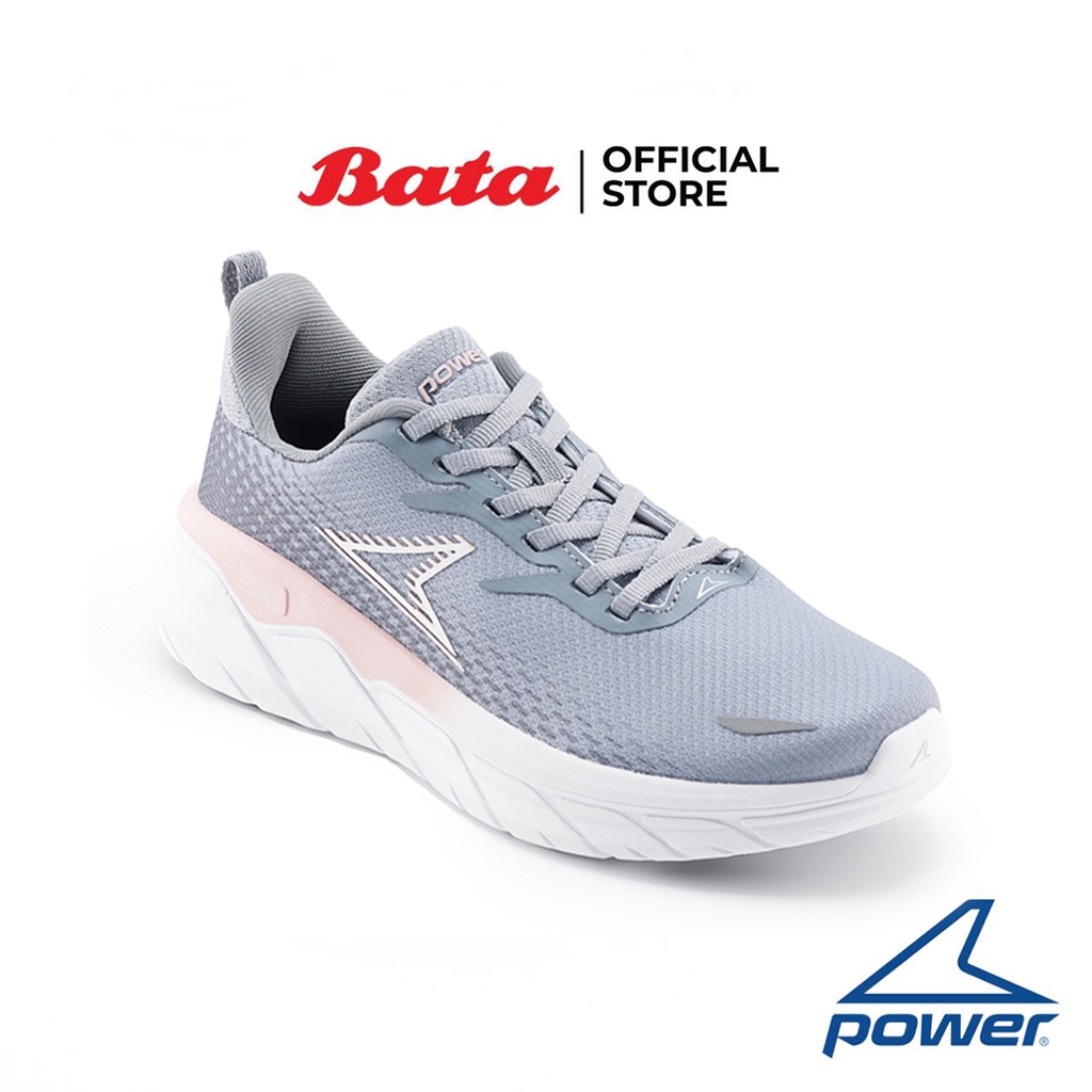 Bata บาจา ยี่ห้อ Power รองเท้ากีฬา รองเท้าผ้าใบสำหรับวิ่ง แบบผูกเชือก Sport Sneakers เสริมส้น 1 นิ้ว รุ่น DuoFoam Max 300 EX สำหรับผู้หญิง สีเทา รหัส 5182947