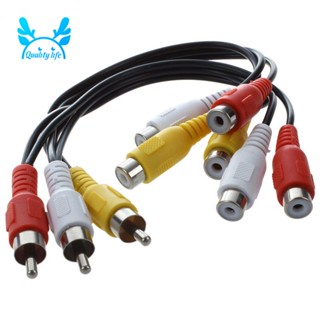 ใหม่ 3 RCA แจ็คตัวผู้ เป็น 6 RCA ตัวเมีย ปลั๊ก แยก เสียง วิดีโอ AV สายอะแดปเตอร์