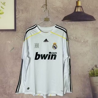 เสื้อกีฬาแขนสั้น ลายทีมชาติฟุตบอล Real Madrid 0910 ชุดเหย้า สไตล์เรโทร แห้งเร็ว สําหรับผู้ชาย ไซซ์ S-XXL