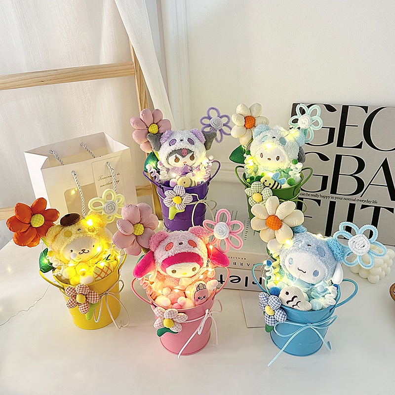 Sanrio ตุ ๊ กตาตุ ๊ กตาช ่ อดอกไม ้ Light String Kuromi Cinnamoroll MyMelody Pompompurin Kawaii ตุ ๊