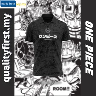 【พร้อมส่ง】เสื้อยืด คอปก ลายการ์ตูน One Piece Streetwear Jersi Viral Murah Baju สไตล์เรโทร พลัสไซซ์