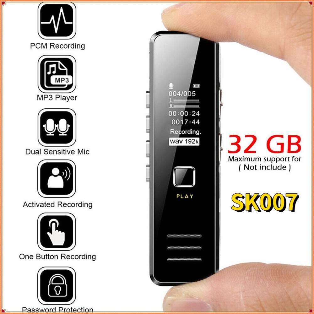 พร้อมส่ง SK007 Voice Recorder เครื่องบันทึกเสียง ลดเสียงรบกวน MP3 เครื่องอัดเสียง เสียงดี ชัดมาก