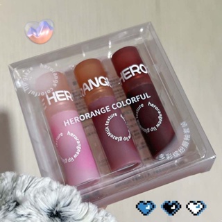 Herorange ลิปสติก ลิปกลอส เนื้อแมตต์ กันน้ํา สีชมพูธรรมชาติ 6 สีให้เลือก