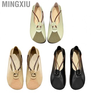 Mingxiu Girl Shoes  Round Head Women Flat Shoes Artificial PU Rubber Soft Lining  for Date