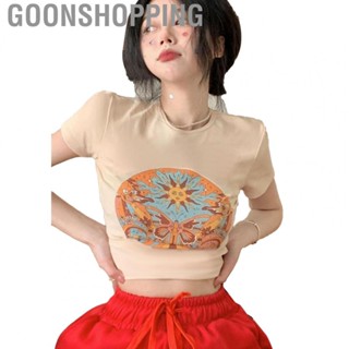 Goonshopping Women Summer Short Top  Perfect Matching Short Sleeve T Shirt  Fitting Stylish Breathable  for Shopping