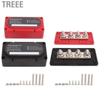 Treee 2Pcs 12‑48V 300A Power Distribution Block Bus Bar 4 Studs M10  Junction Block Bus Bar for Car Trucks RVs Marine Boat