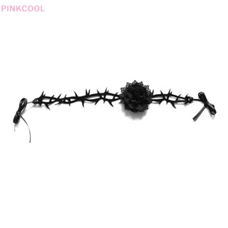 Pinkcool ขายดี สร้อยคอโชคเกอร์ คอดอกกุหลาบ หนาม สไตล์พังก์ แฟชั่นสําหรับผู้หญิง