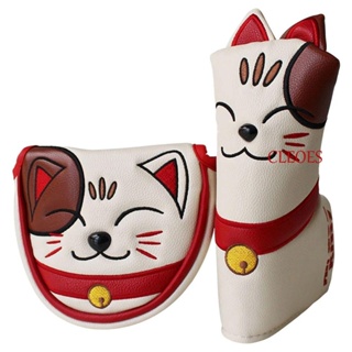 CLEOES Accessories Golf Putter Cover for Driver Fairway Blade Mallet Putter Golf Club Headcovers Club Head Protector Magnetic Closure Cute Kitty Number Tag PU Leather Golfer Gift Lucky Cat