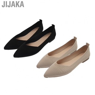 Jijaka Women Ballet Flat Shoes  Flying Weaving Women Knit  Shoes Rubber Sole  for Walking for Ballerina