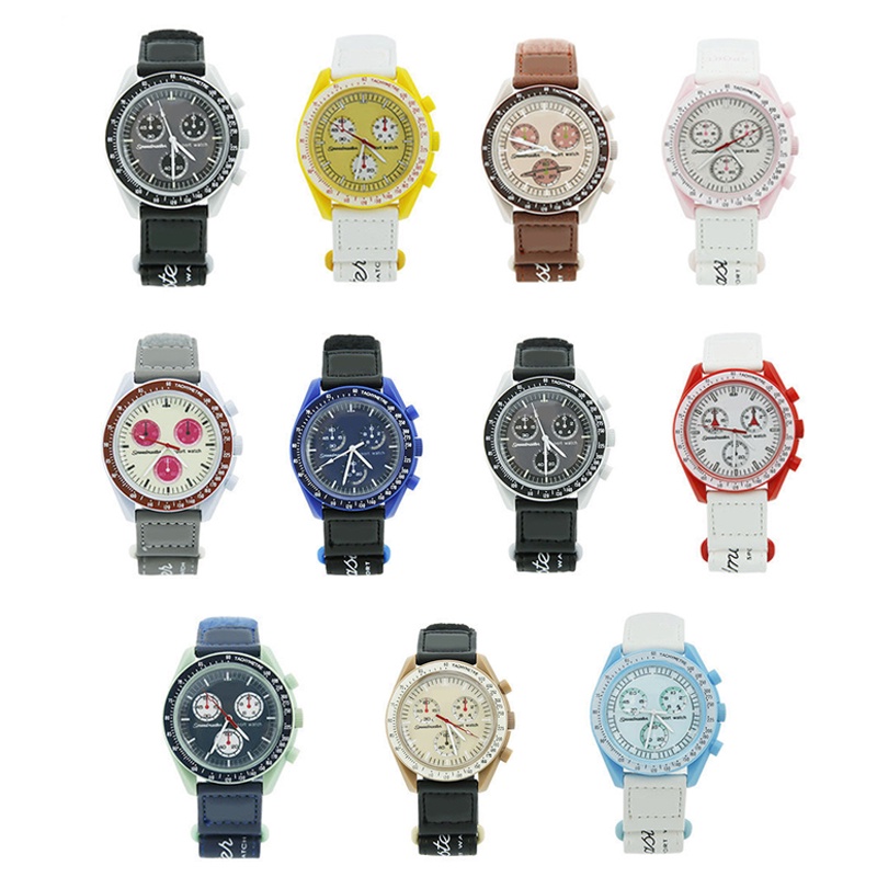 สายนาฬิกาข้อมือ หนัง PU กันน้ํา ลายโลโก้ Venus Jupiter 20 มม. 11 สี สําหรับ Moonwatch Planetary Co-branded Straps Venus Jupiter