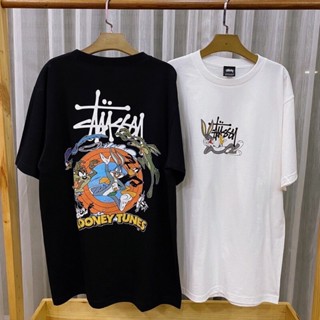 【ใหม่】ผ้าฝ้าย 100%เสื้อยืดแขนสั้น Stussy ลูนี่ตูน S-5XL