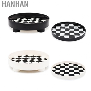 Hanhan Round Storage Tray  Large  Cute Organizer Tray Checkerboard Design  for Bedroom for