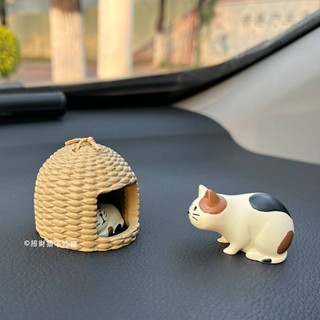 Zakka Cat Ornaments Cage Sleeping Cat Car Ins Wind Cure Series Car Center Console Desktop Creativity Small Ornaments cZPk