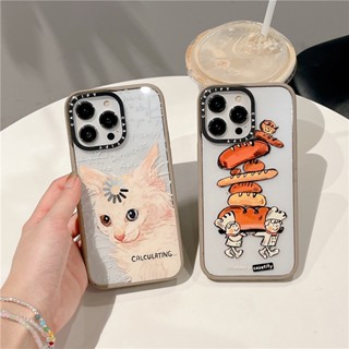 Casetify เคสโทรศัพท์มือถือ ซิลิโคนนิ่ม กันกระแทก ลายการ์ตูนแมว ขนมปังแห้ง ดอกกุหลาบน่ารัก สําหรับ iPhone 14 Pro Max 11 12 13 Pro Max