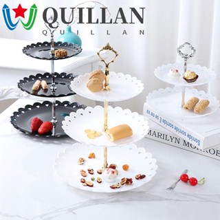 Quillan ชั้นวางขนมผลไม้พลาสติก 3 ชั้นสําหรับตกแต่งเค้กโต๊ะอาหารงานแต่งงานหลากสี