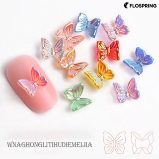 Flospring อุปกรณ์ตกแต่งเล็บเรซิ่น รูปผีเสื้อ 3D กันจาง 100 ชิ้น