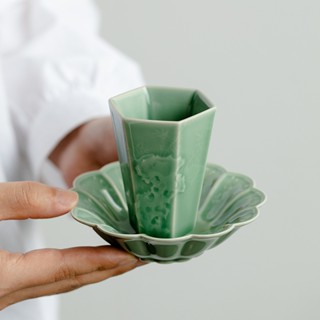 Yue Kiln Celadon ที่รองแก้วเซรามิค ลายหินไต้หวัน บรรเทาอาการปวด