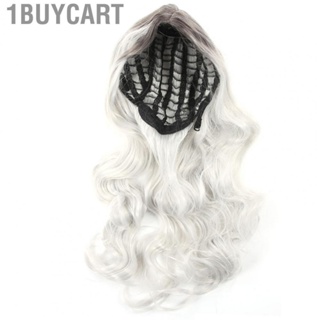 1buycart Curly Wavy Synthetic Daily Wigs  Gradient Gray Stylish Cosplay Wig with Breathable Net for Christmas Girl Costume