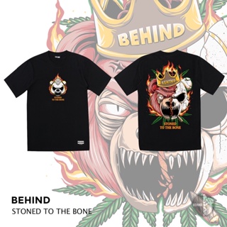 📦พร้อมส่ง BEHIND เสื้อยืด “ STONED TO THE BONE “  แขนสั้น แนวสตรีท  เสื้อยืดชาย หญิง T-shirt ผ้าฝ้ายบริสุทธิ์ T-shirt