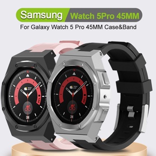 สายนาฬิกาข้อมือซิลิโคน กรอบโลหะ สําหรับ Samsung Galaxy watch 5 40 44 มม. Galaxy watch 5pro 45 มม. Galaxy Watch4 40 44 มม.