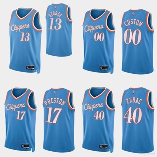 เสื้อกีฬาบาสเก็ตบอลแขนกุด ลายทีม Ani NBA Jersey Clippers George zubac Custon Preston สไตล์คลาสสิก