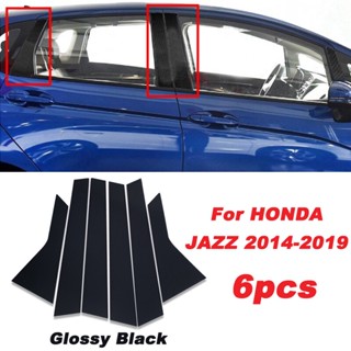 สติกเกอร์คาร์บอนไฟเบอร์ สีดําวาว 6 ชิ้น สําหรับ Honda Jazz GK GK5 2014-2021