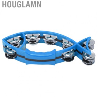 Houglamn Hand Tambourine Bell Fish Shape Double Row Tambourines Musical Rhythm Instrument