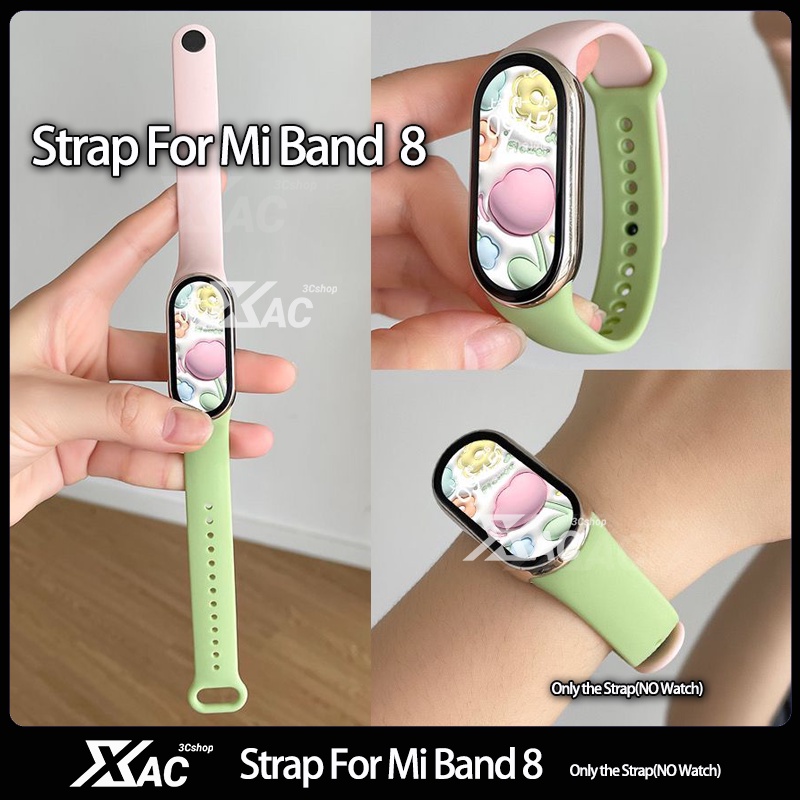 สร้อยข้อมือซิลิโคนสําหรับ Mi Band 8/9 สายคล้อง NFC อุปกรณ์เสริมกีฬายาง SmartWatch สายรัดข้อมือ pulseira correa Xiaomi MiBand 8 สาย