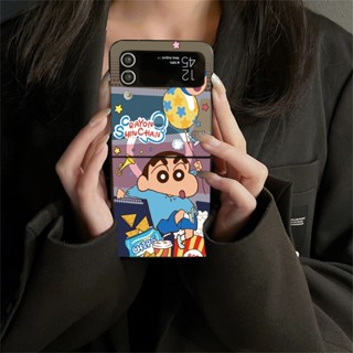 เคสโทรศัพท์มือถือ PC แข็ง กันกระแทก ลายการ์ตูนชินจังน่ารัก สําหรับ Samsung Galaxy Z Flip 4 5G Z Flip 3