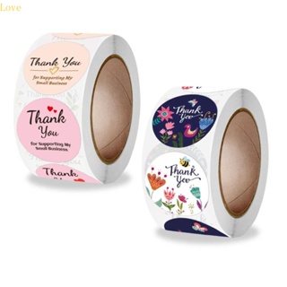 Love สติกเกอร์ฉลาก Thank You ทรงกลม ลายดอกไม้ แฮนด์เมด สําหรับติดกล่องขนม 500 ชิ้น